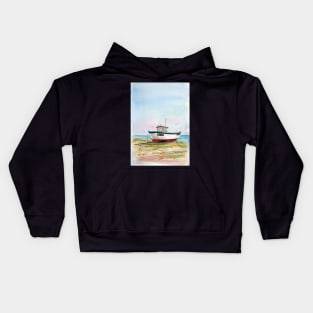 Beached Fishing Boat Kids Hoodie